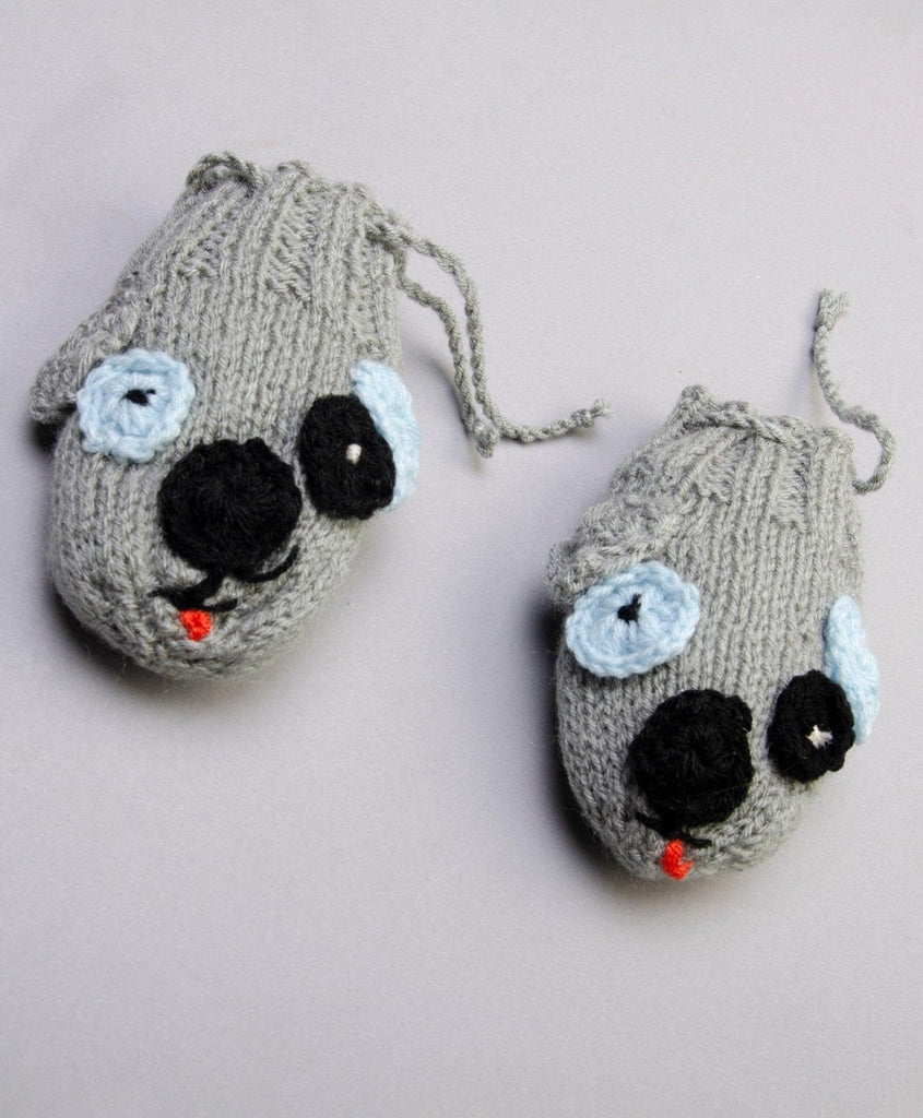 Handmade Puppy Mittens- Grey - The Original Knit