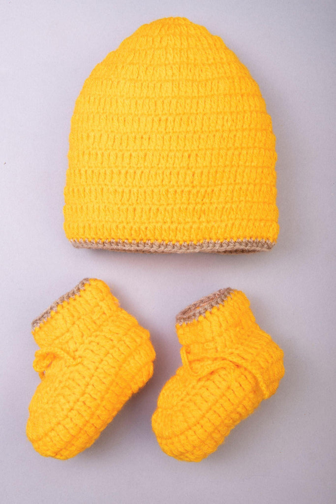 Handmade Cap & Booties- Yellow - The Original Knit