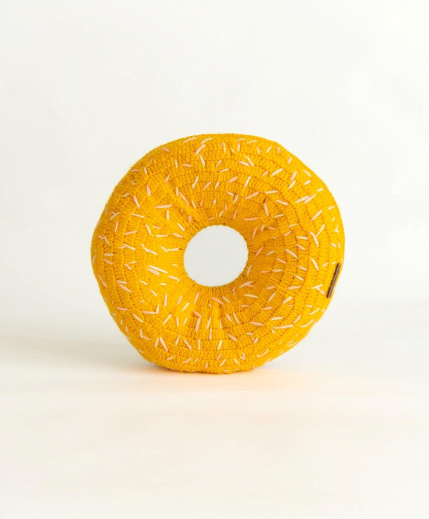 The Zingy Lemon Donut Cushion- Yellow - The Original Knit