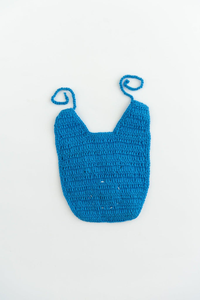 Handmade Teddy Bib- Blue - The Original Knit