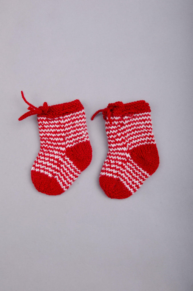 Striped Handmade Socks- Red & White - The Original Knit