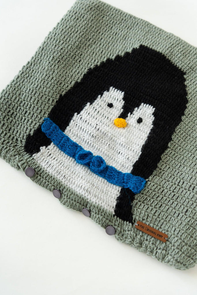 Penguin Cushion Cover- Grey - The Original Knit