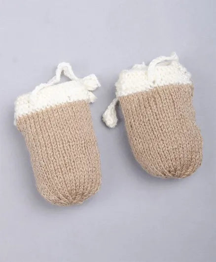 Unisex Handmade Mittens- Beige & Off White - The Original Knit