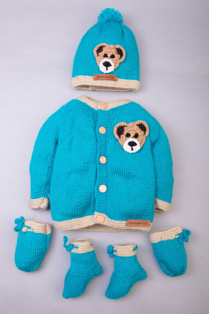 Teddy Patch Sweater Set- Blue - The Original Knit
