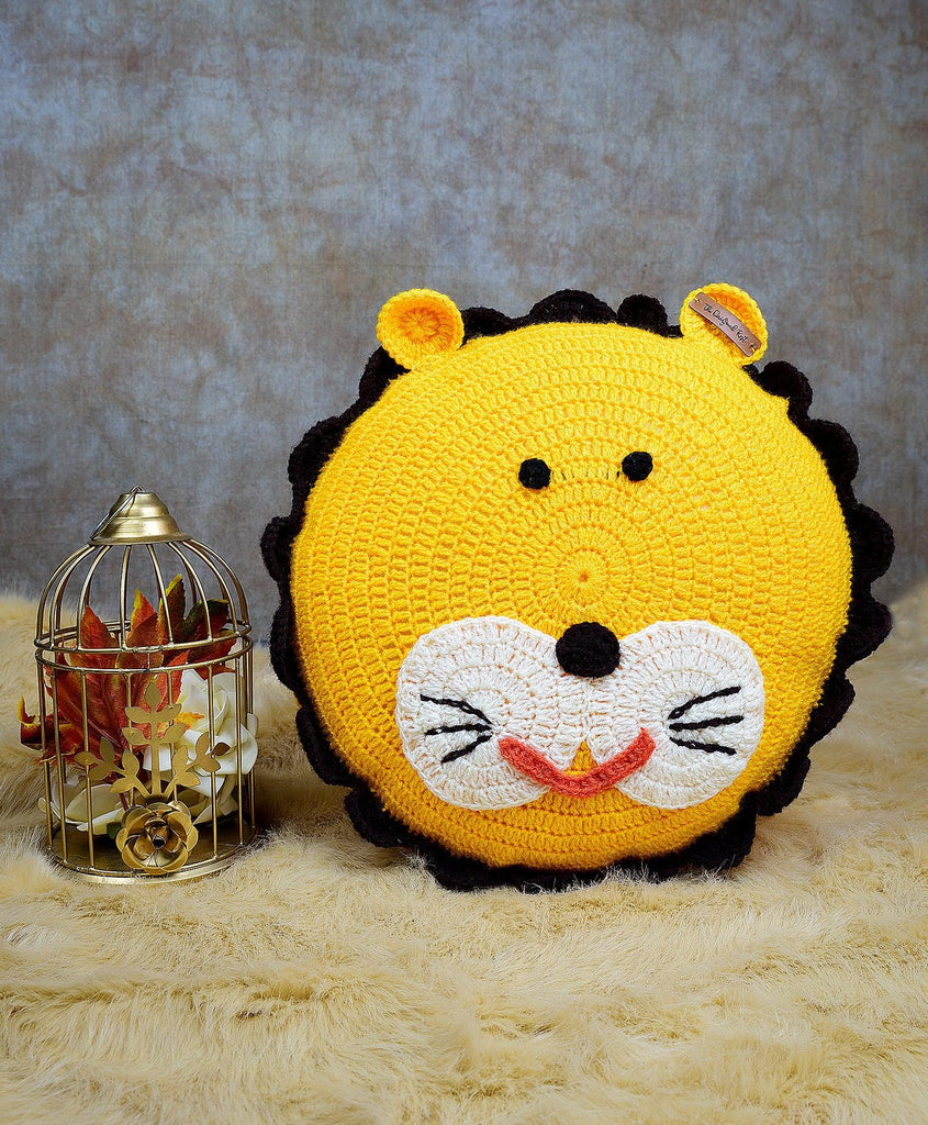 Crochet Lion Cushion- Yellow