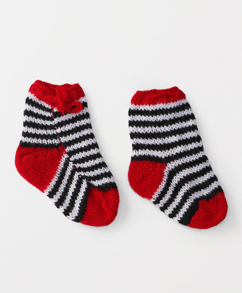 Handmade Striped Socks- Red & Black - The Original Knit