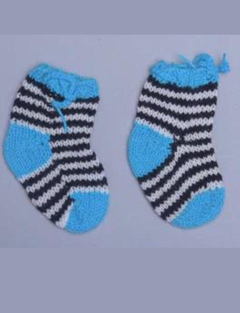 Striped Handmade Socks- Blue & Black - The Original Knit