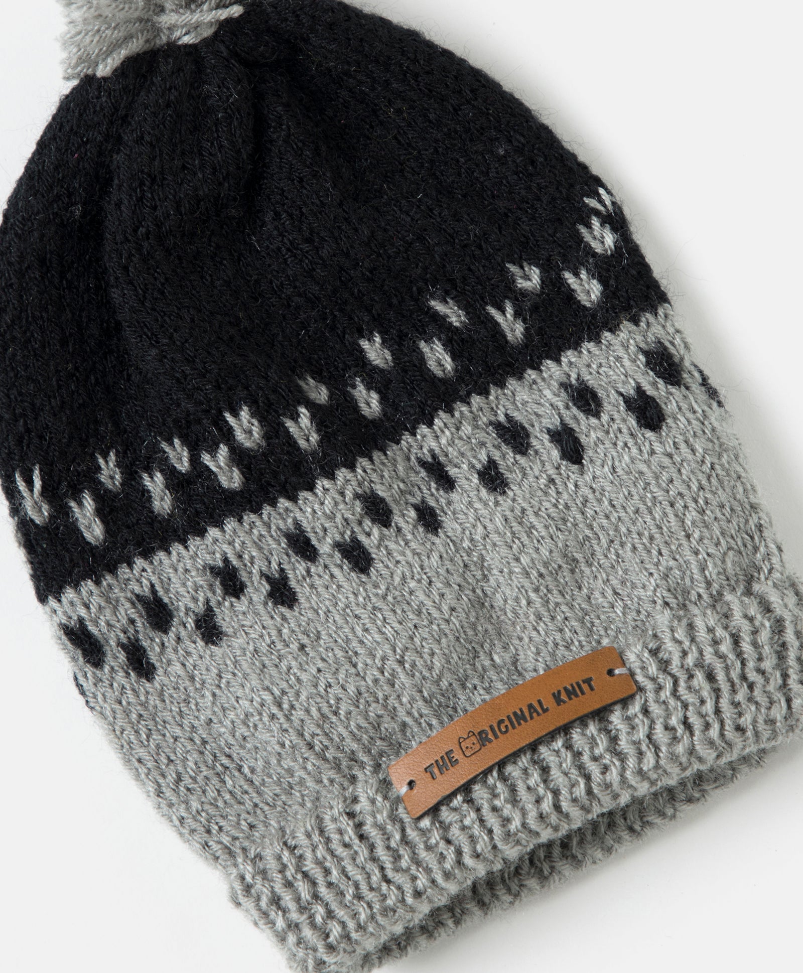 Handmade Cap Handmade Self Design Cap- Grey & Black โ The Original Knit