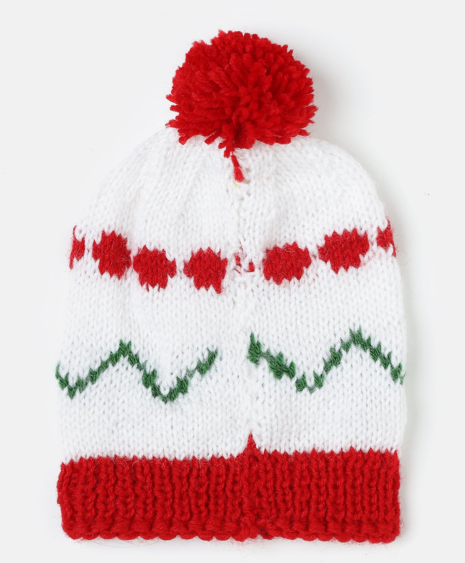Handmade Cap Handmade Self Design Cap- White & Red โ The Original Knit