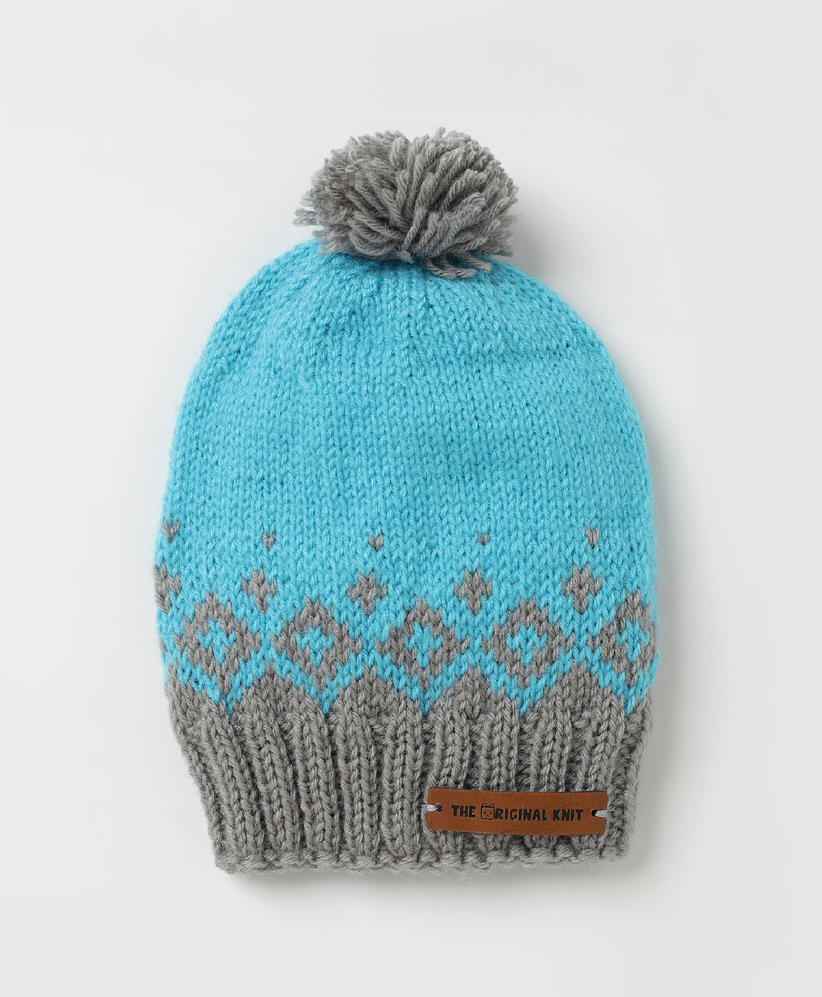 Handmade Cap Handmade Self Design Cap- Blue & Grey โ The Original Knit
