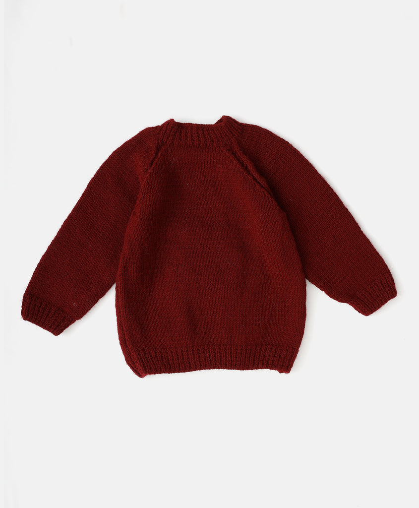 Handmade Sun & Cloud  Sweater- Maroon