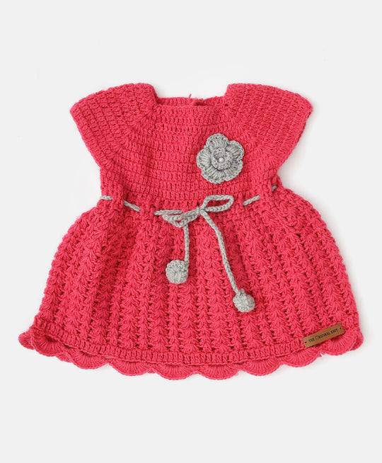 Hand knitted minnie baby woolen frock