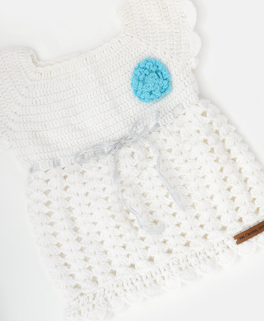 Handmade Big Flower Dress- White