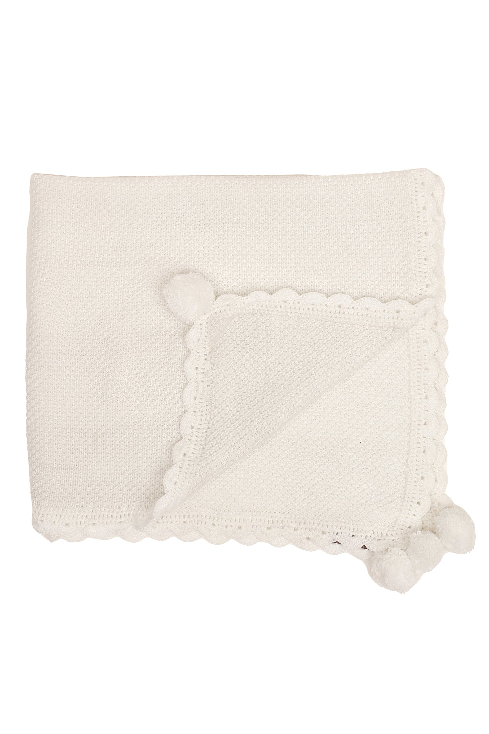 Pom Pom Hugs Blanket White