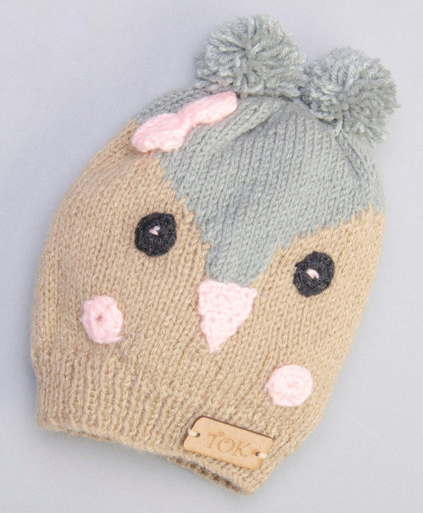Handmade Bird Cap- Beige & Grey - The Original Knit