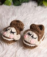 Handmade Monkey Booties- Brown & Off White