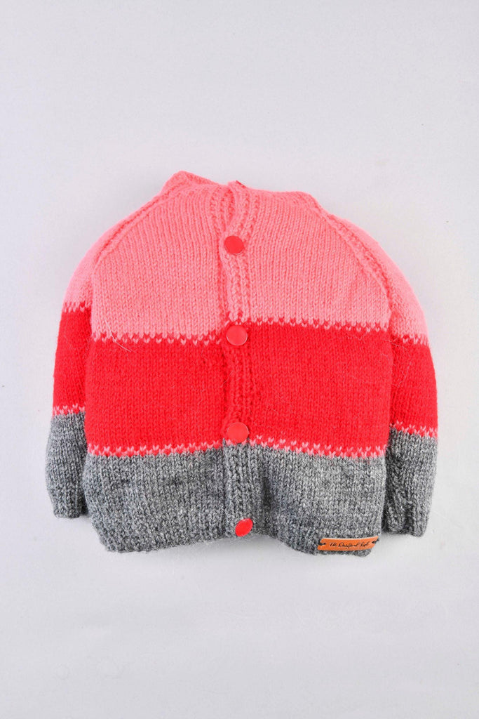Handmade Colour Blocked Sweater- Red & Dark Grey - The Original Knit