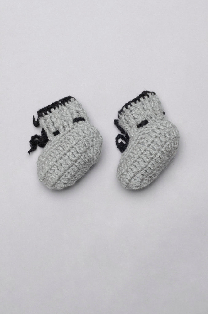 Crochet Solid  Booties- Grey - The Original Knit