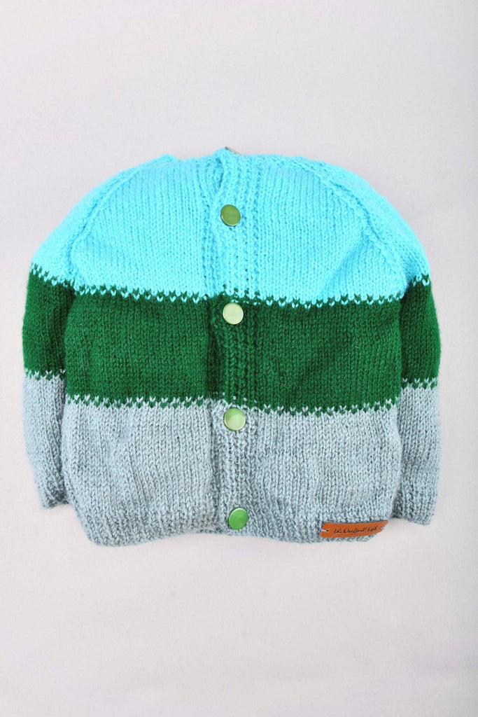 Handmade ColourBlocked Sweater- Blue & Green - The Original Knit