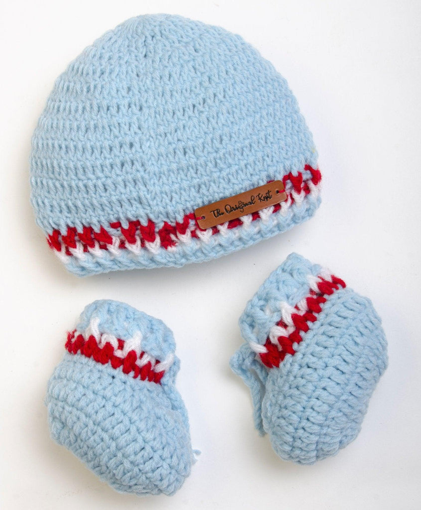 Crochet Cap & Booties- Ice Blue