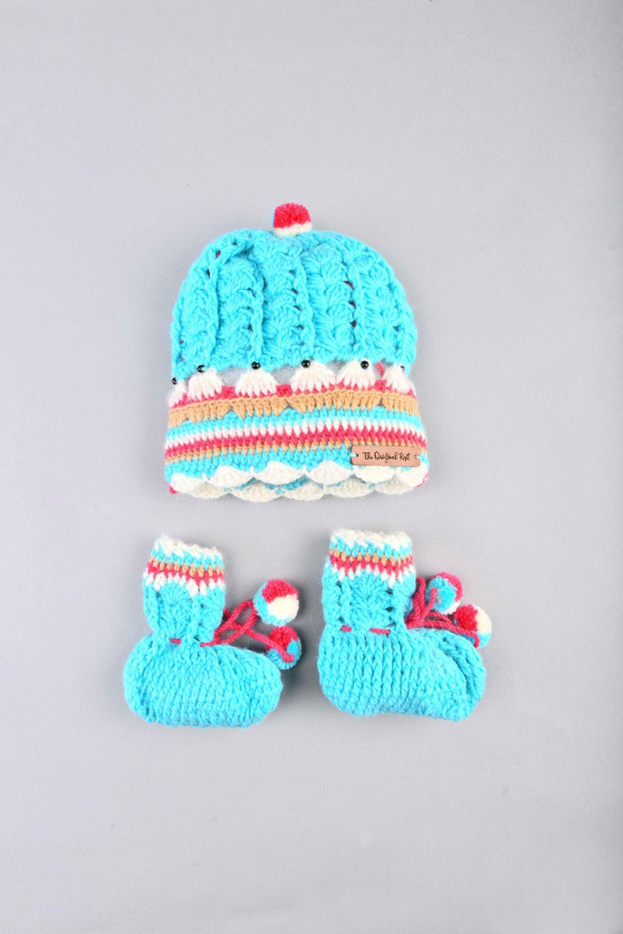 Handmade Cap & Booties- Blue - The Original Knit