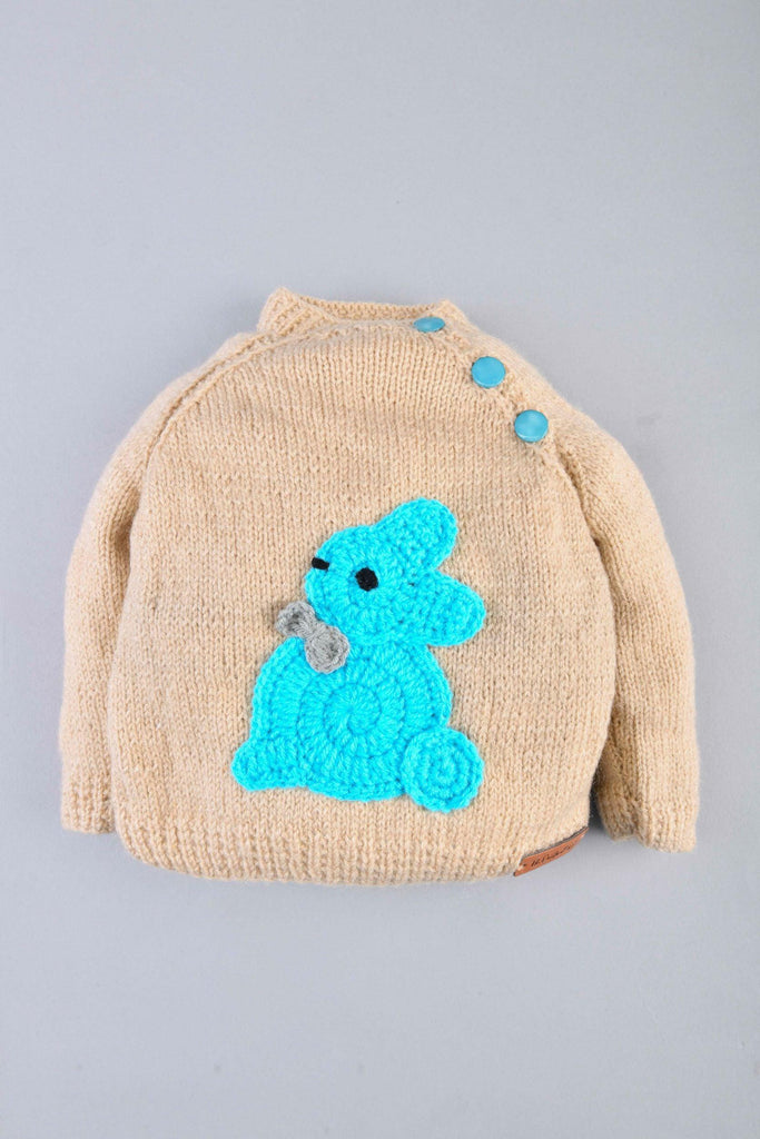 Handmade Rabbit Applique Sweater- Beige - The Original Knit