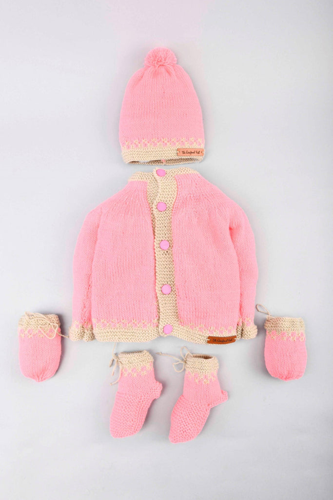 Handmade Sweater Set- Light Pink & Beige - The Original Knit