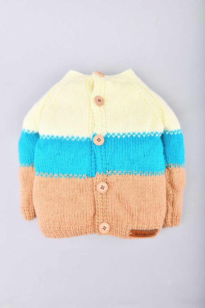 Handmade ColourBlocked Sweater- Blue & Brown - The Original Knit