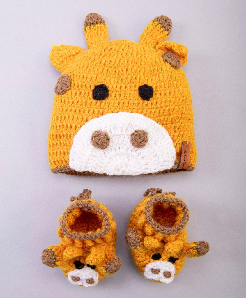 Giraffe Crochet Cap & Booties- Mustard - The Original Knit