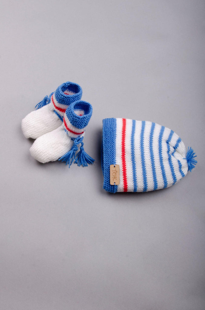Handmade Cap & Socks- Blue & White - The Original Knit