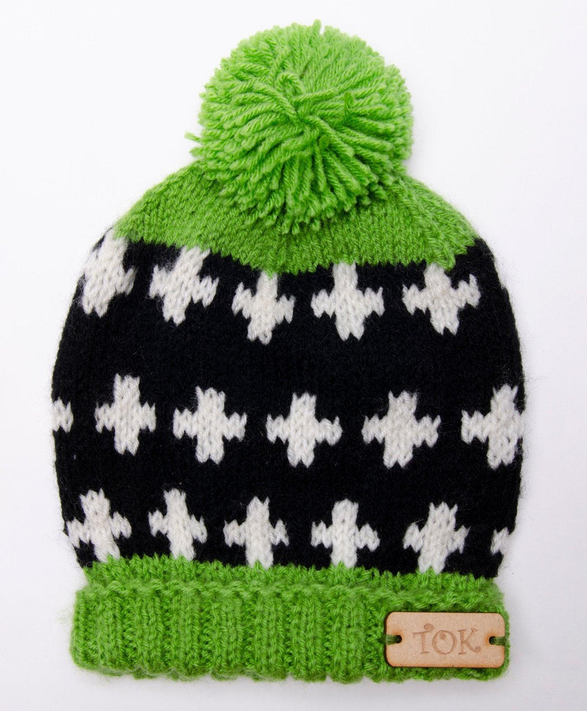 Plus Pattern Cap- Black & Green - The Original Knit