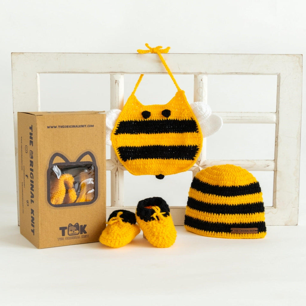 Curated Yellow & Black Bumble Bee Gift Box( Set Of 3) - The Original Knit