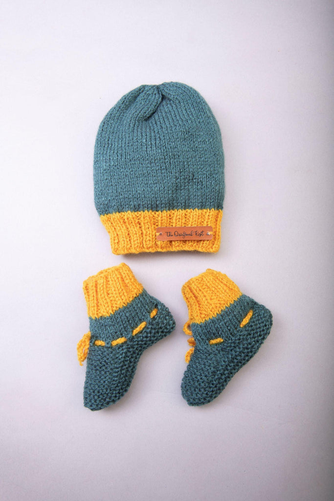 Handmade Cap & Socks- Dark Grey & Yellow - The Original Knit