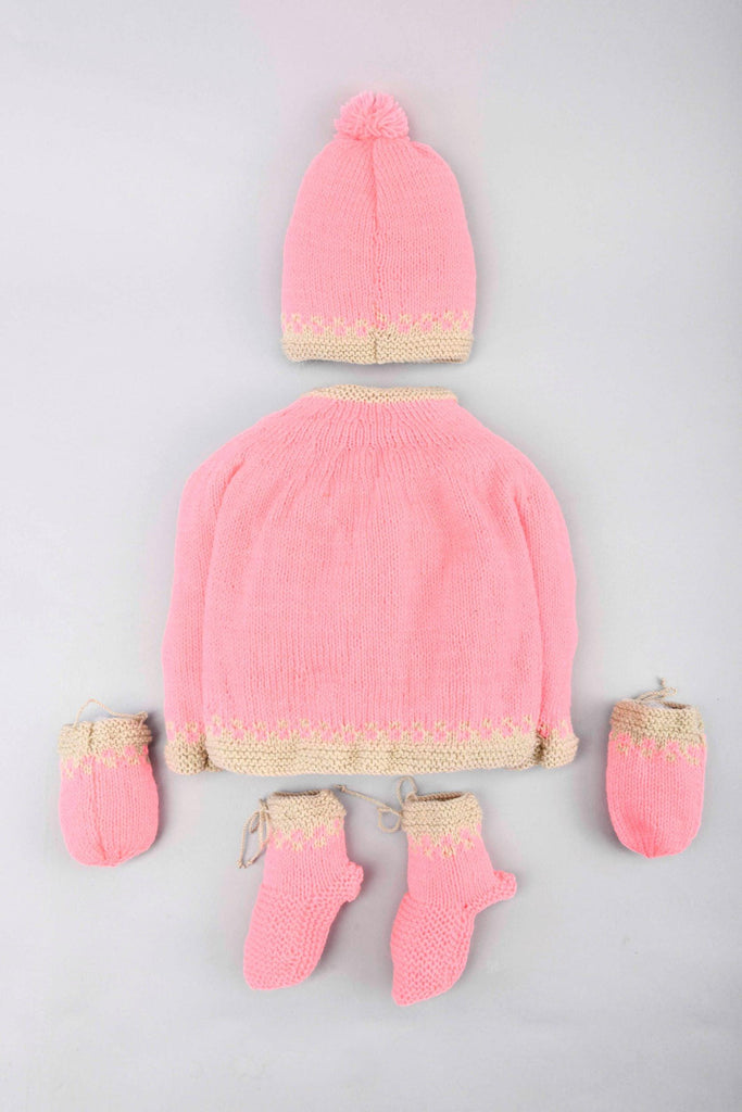 Handmade Sweater Set- Light Pink & Beige - The Original Knit