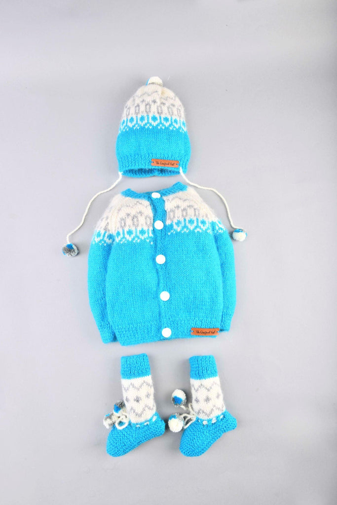 Handmade Sweater Set- Blue & White - The Original Knit