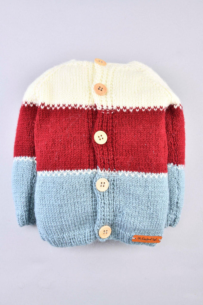 Handmade Colour Blocked Sweater- Maroon & Grey - The Original Knit