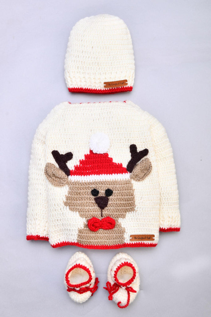 The Happy Deer Sweater Set- Off White - The Original Knit