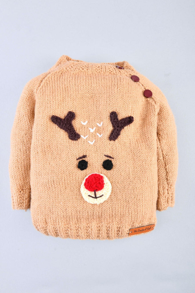 Handmade Reindeer Sweater- Light Brown - The Original Knit