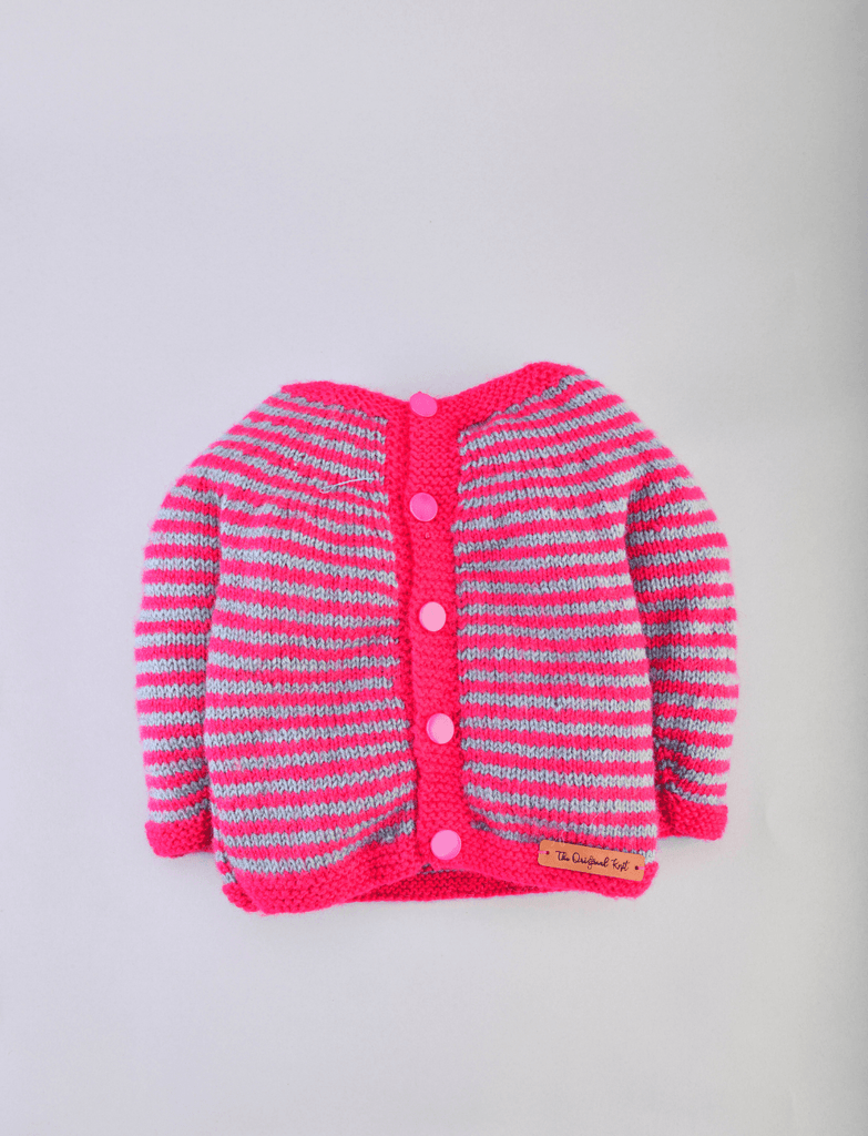 Handmade Striped Sweater- Magenta & Grey - The Original Knit