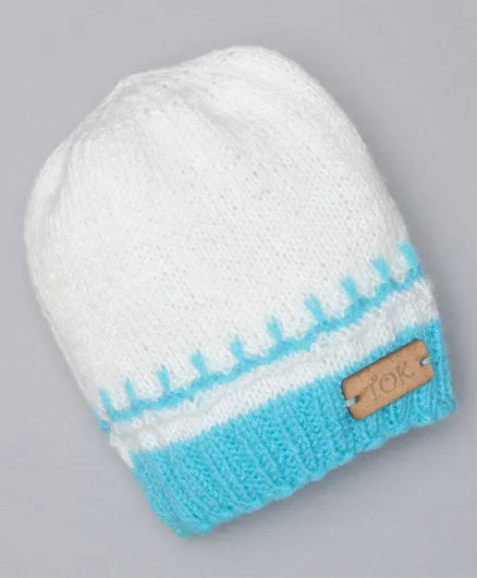 Knitted Dual Shaded Cap- White & Blue - The Original Knit