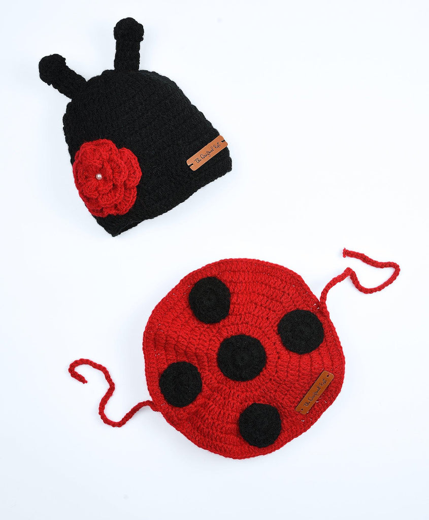 Beetle Handmade Crochet Photography Prop- Red & Black