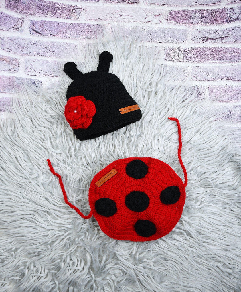 Beetle Handmade Crochet Photography Prop- Red & Black