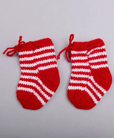 Handmade Striped Socks- Red & White - The Original Knit