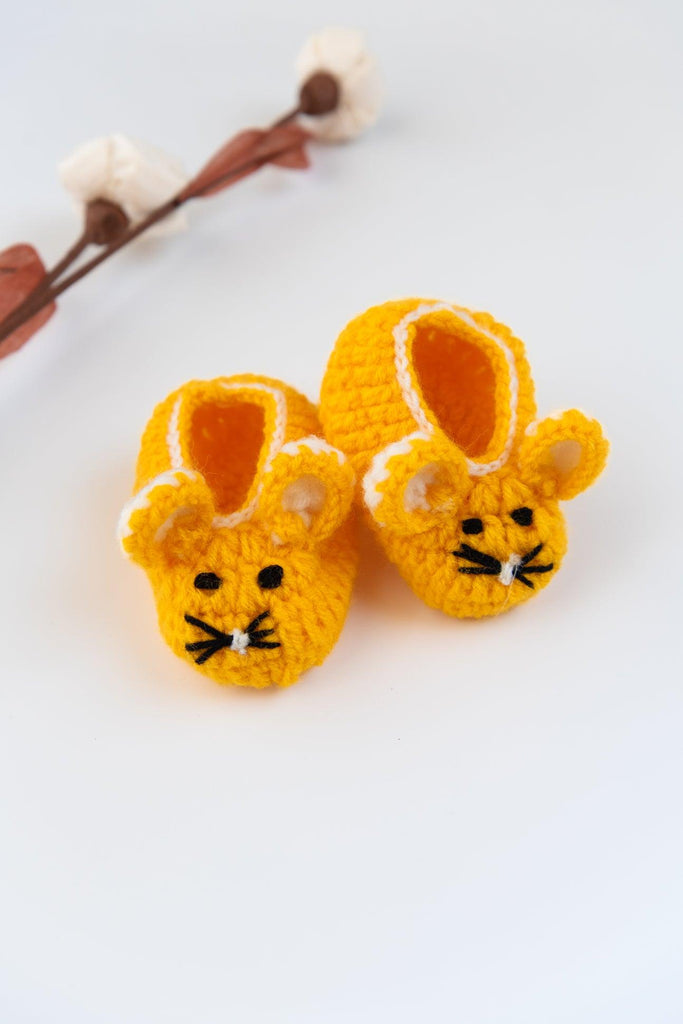 Mouse Crochet Baby Booties- Yellow - The Original Knit
