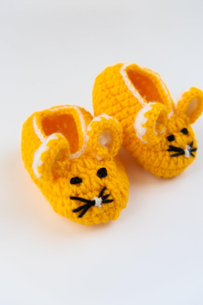 Mouse Crochet Baby Booties- Yellow - The Original Knit