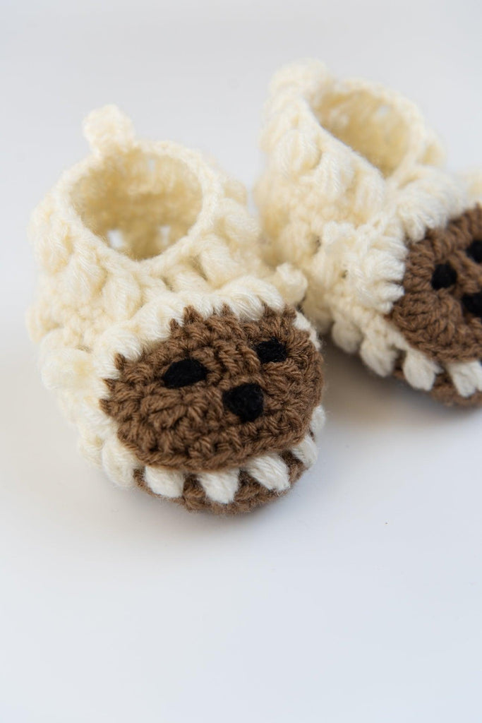 Sheep Crochet Booties- Off White - The Original Knit