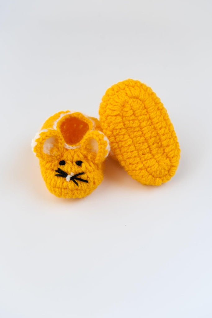 Mouse Crochet Baby Booties- Yellow - The Original Knit