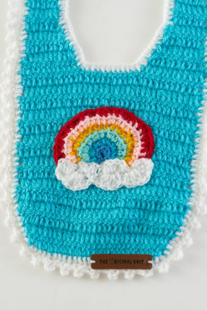 Rainbow Handmade Bib- Blue - The Original Knit