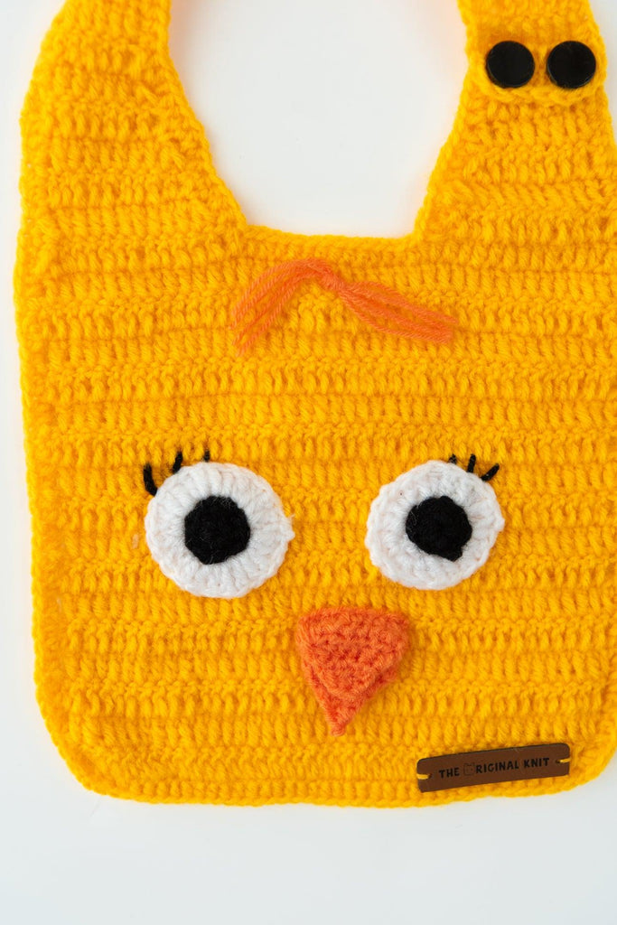 Handmade Duck Bib- Yellow - The Original Knit