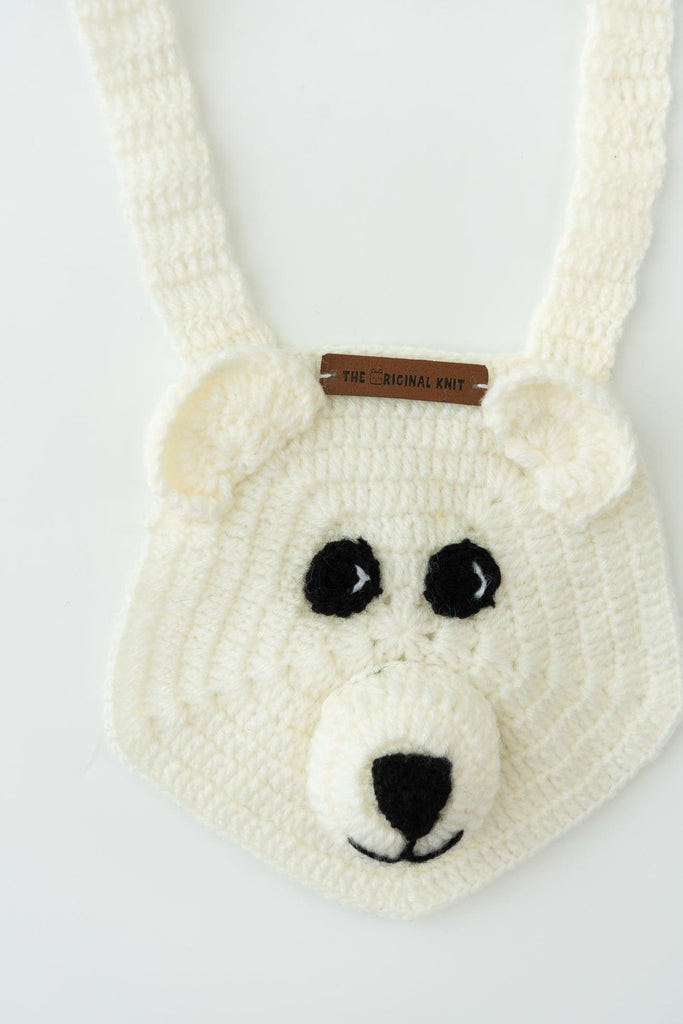 Handmade Teddy Bib- Off White - The Original Knit